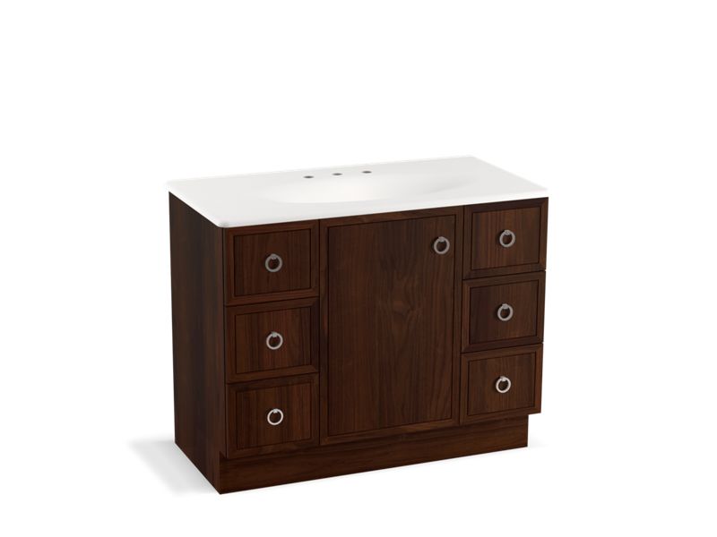 KOHLER K-99564-TK-1WB Jacquard 42" bathroom vanity cabinet with toe kick, 1 door and 6 drawers