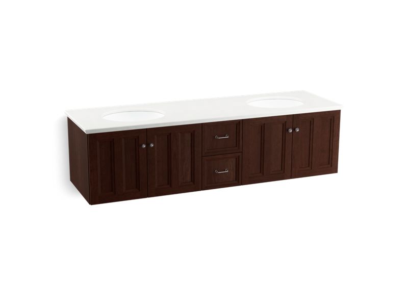 KOHLER K-99525-1WG Damask 72" wall-hung bathroom vanity cabinet with 4 doors and 2 drawers