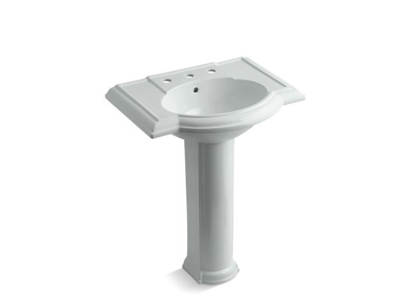 KOHLER 2294-8-95 Devonshire 27" Pedestal Bathroom Sink With 8" Widespread Faucet Holes in Ice Grey