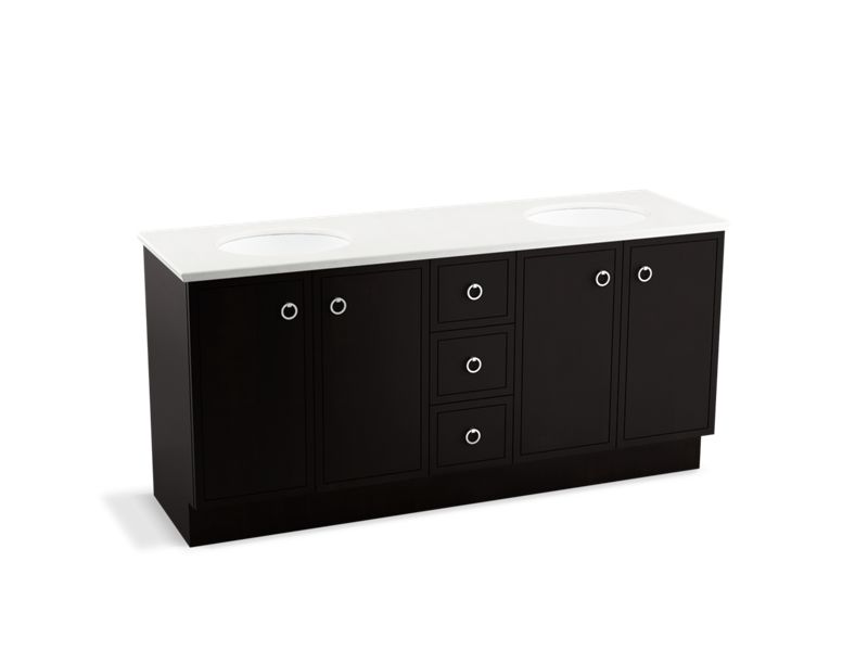 KOHLER K-99512-TKSD-1WU Jacquard 72" bathroom vanity cabinet with toe kick, 4 doors and 3 drawers, split top drawer