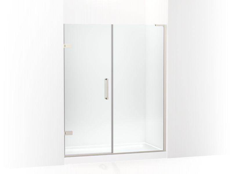 KOHLER 27618-10L-BNK Composed 58"?Çô58-3/4" W X 71-1/2" H Frameless Pivot Shower Door With 3/8" Crystal Clear Glass And Back-To-Back Vertical Door Pulls in Anodized Brushed Nickel