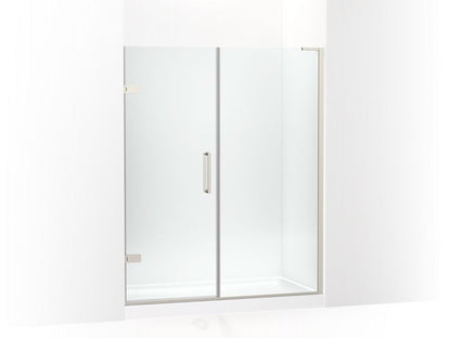 KOHLER 27618-10L-BNK Composed 58"?Çô58-3/4" W X 71-1/2" H Frameless Pivot Shower Door With 3/8" Crystal Clear Glass And Back-To-Back Vertical Door Pulls in Anodized Brushed Nickel