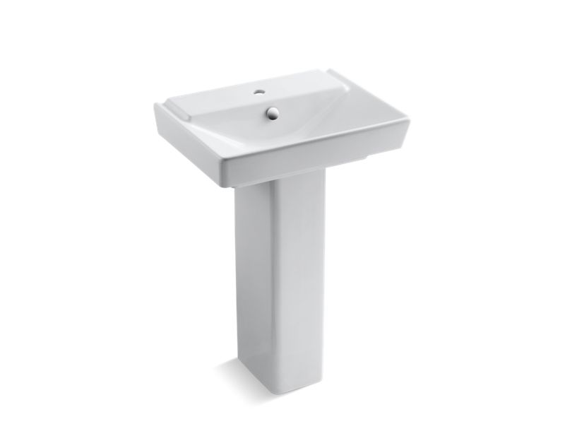 KOHLER 5152-1-0 R?¬ve 23" Pedestal Bathroom Sink With Single Faucet Hole in White