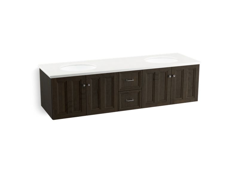 KOHLER K-99525-1WC Damask 72" wall-hung bathroom vanity cabinet with 4 doors and 2 drawers