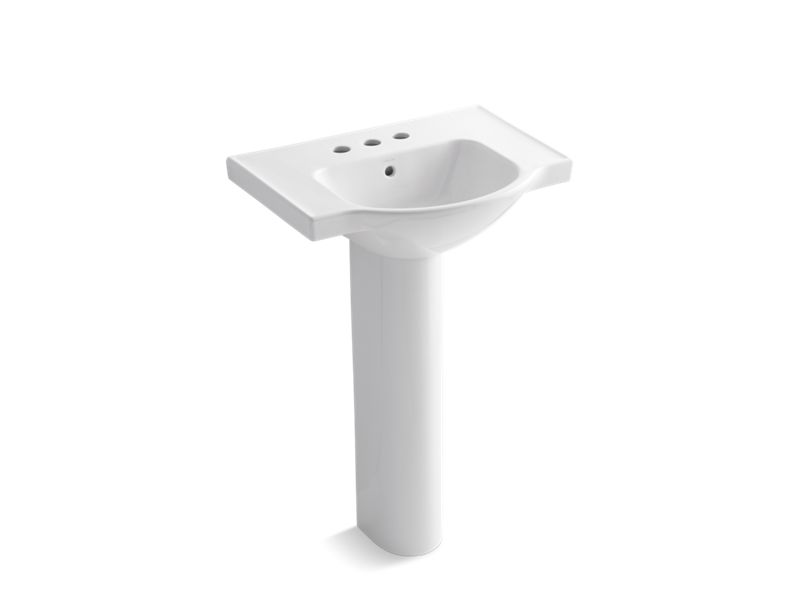 KOHLER 5266-4 Veer 24" pedestal bathroom sink with 4" centerset faucet holes