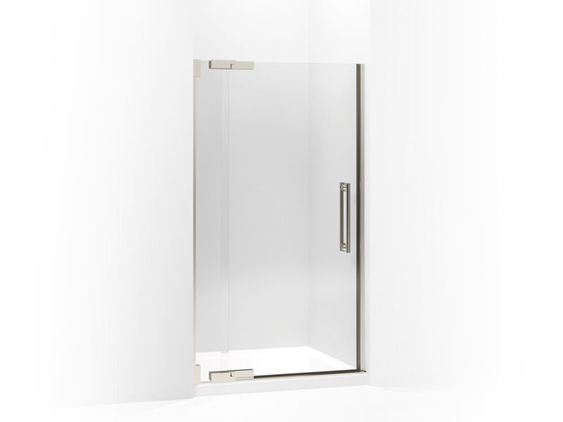 KOHLER 705703-L-NX Purist Pivot Shower Door, 72-1/4" H X 39-1/4 - 41-3/4" W, With 3/8" Thick Crystal Clear Glass in Brushed Nickel Anodized