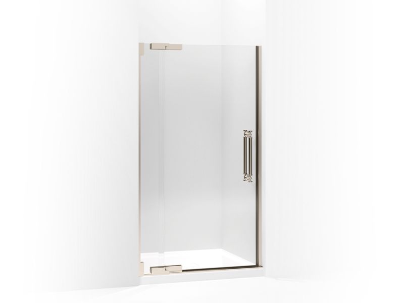 KOHLER 705709-L-ABV Pinstripe Pivot Shower Door, 72-1/4" H X 39-1/4 - 41-3/4" W, With 3/8" Thick Crystal Clear Glass in Anodized Brushed Bronze