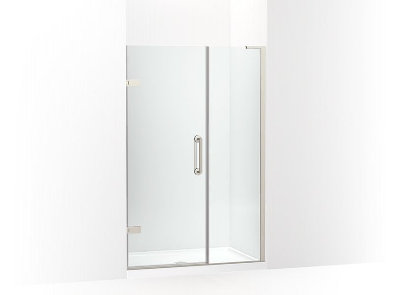 KOHLER 27605-10L-BNK Components 45-1/4"?Çô46" W X 71-1/2" H Frameless Pivot Shower Door With 3/8" Crystal Clear Glass And Back-To-Back Vertical Door Pulls in Anodized Brushed Nickel