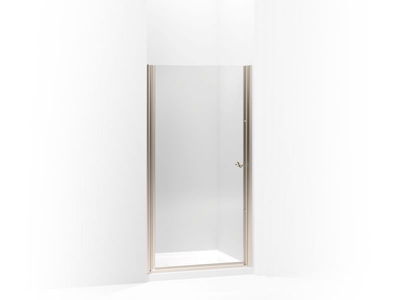 KOHLER 702406-L-ABV Fluence Pivot Shower Door, 65-1/2" H X 32-1/2 - 34" W, With 1/4" Thick Crystal Clear Glass in Anodized Brushed Bronze