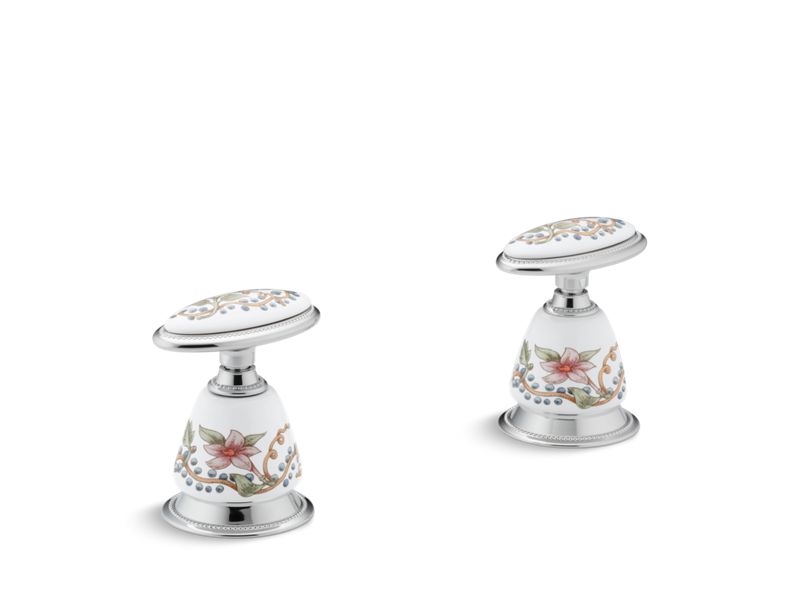 KOHLER K-260-FL English Trellis Antique Ceramic handle insets and skirts for bath faucets