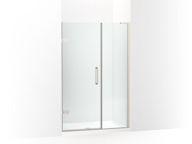 KOHLER 27604-10L-BNK Composed 45-1/4"?Çô46" W X 71-1/2" H Frameless Pivot Shower Door With 3/8" Crystal Clear Glass And Back-To-Back Vertical Door Pulls in Anodized Brushed Nickel