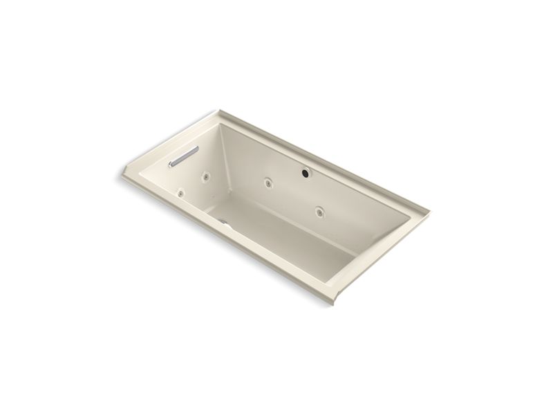 KOHLER K-1167-XH2GL-47 Underscore Rectangle 60" x 30" alcove whirlpool + BubbleMassage(TM) Air Bath with integral flange and left-hand drain