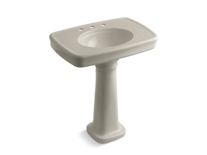 KOHLER K-2347-8 Bancroft 30" pedestal bathroom sink with 8" widespread faucet holes