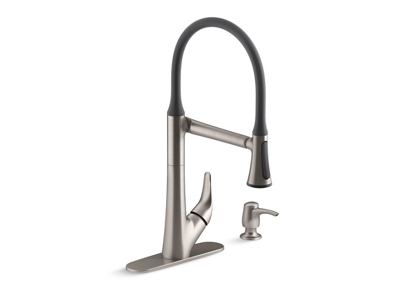 KOHLER K-R77764-SD Arise Articulating pull-down kitchen faucet with DockNetik and Sweep spray with soap/lotion dispenser