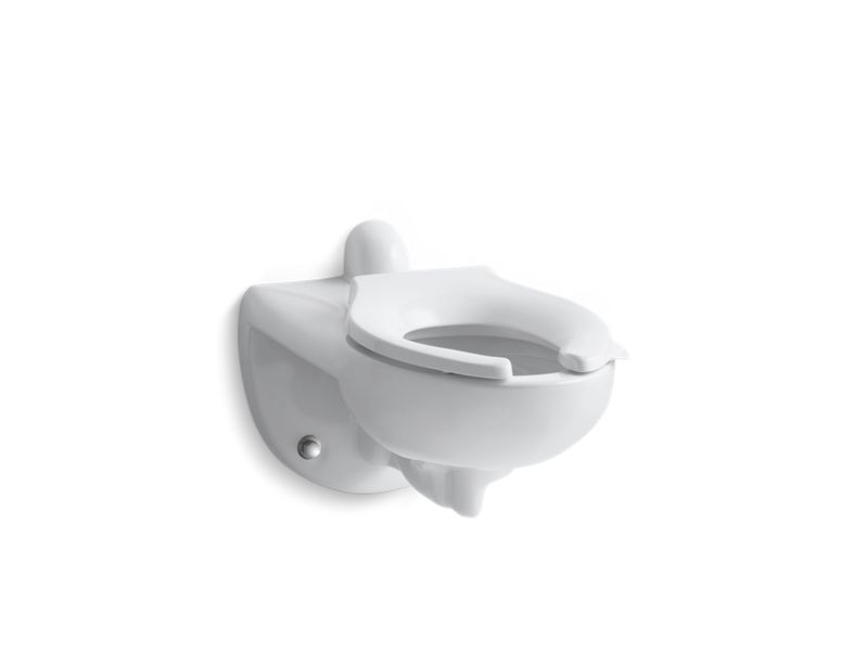 KOHLER K-4323-L Kingston Wall-mount rear spud flushometer bowl with bedpan lugs