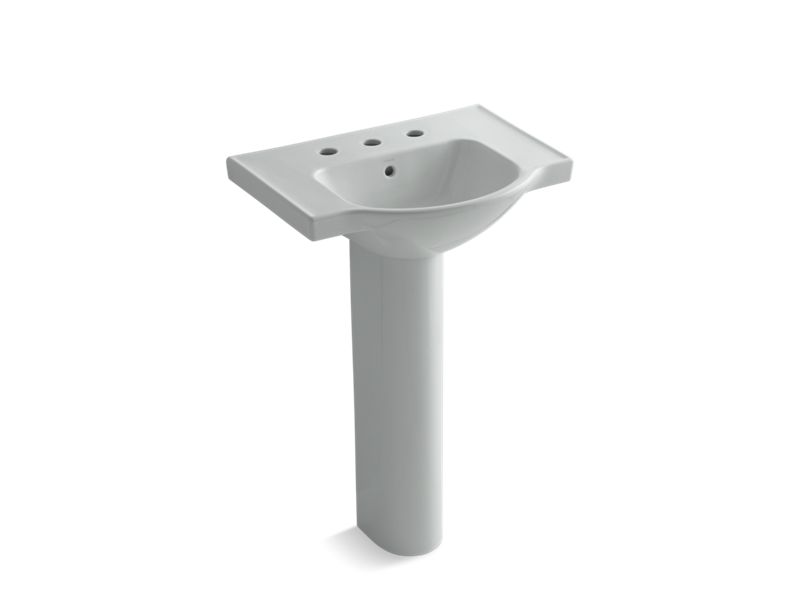 KOHLER 5266-8 Veer 24" pedestal bathroom sink with 8" widespread faucet holes
