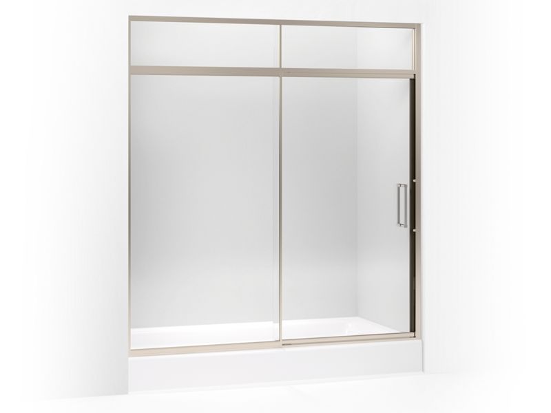 KOHLER 705827-L-ABV Lattis Pivot Shower Door With Sliding Steam Transom, 89-1/2" H X 69 - 72" W, With 3/8" Thick Crystal Clear Glass in Anodized Brushed Bronze