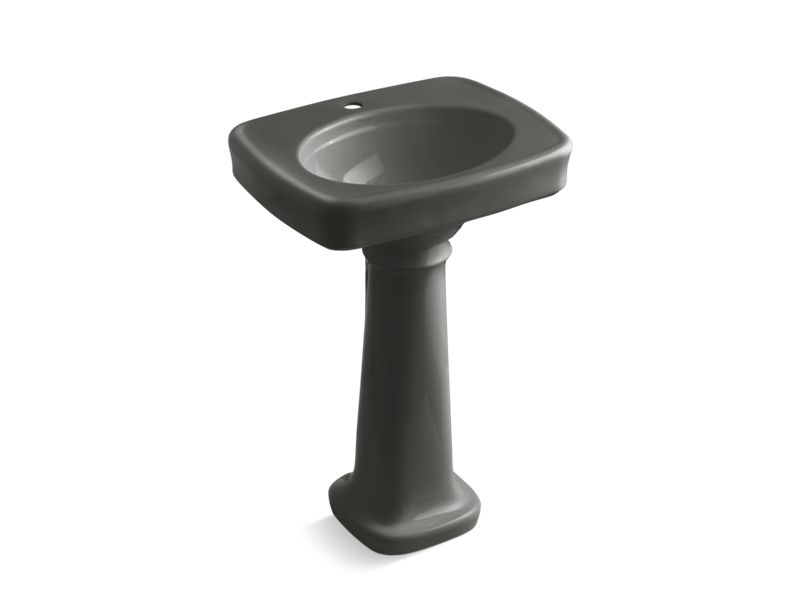 KOHLER 2338-1-58 Bancroft 24" Pedestal Bathroom Sink With Single Faucet Hole in Thunder Grey