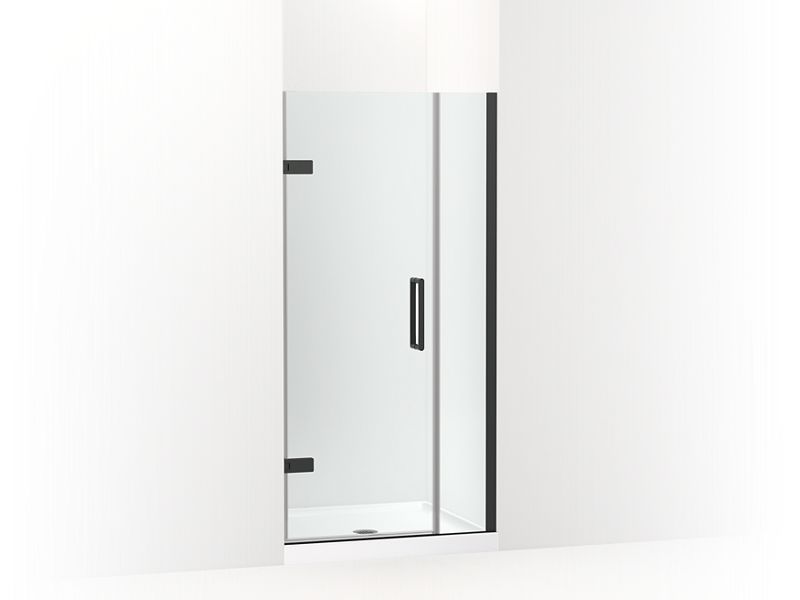 KOHLER 27588-10L-BL Composed 33-5/8"?Çô34-3/8" W X 71-1/2" H Frameless Pivot Shower Door With 3/8" Crystal Clear Glass And Back-To-Back Vertical Door Pulls in Matte Black