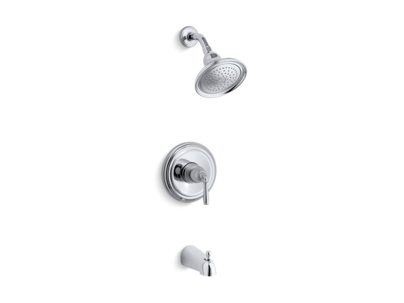 KOHLER K-395-4S Devonshire(R) Rite-Temp(R) pressure-balancing bath and shower faucet trim with lever handle, valve included
