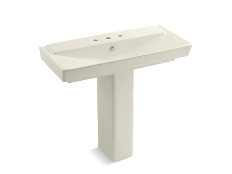 KOHLER 5149-8-96 R?¬ve 39" Pedestal Bathroom Sink With 8" Widespread Faucet Holes in Biscuit