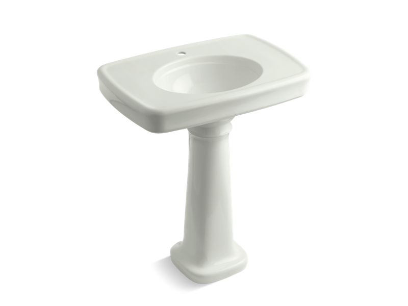 KOHLER 2347-1-NY Bancroft 30" Pedestal Bathroom Sink With Single Faucet Hole in Dune
