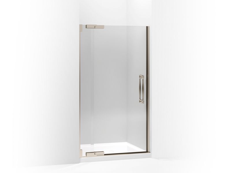 KOHLER 705739-L-ABV Finial Pivot Shower Door, 72-1/4" H X 39-1/4 - 41-3/4" W, With 1/2" Thick Crystal Clear Glass in Anodized Brushed Bronze