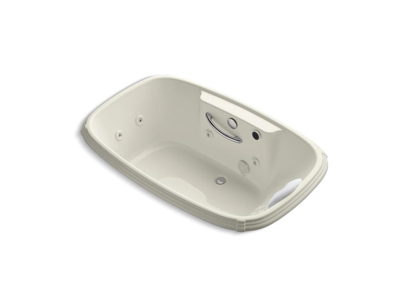 KOHLER K-1457-LM-96 Portrait 67" x 42" drop-in whirlpool with heater, grip rail drillings, left-hand pump and massage experience