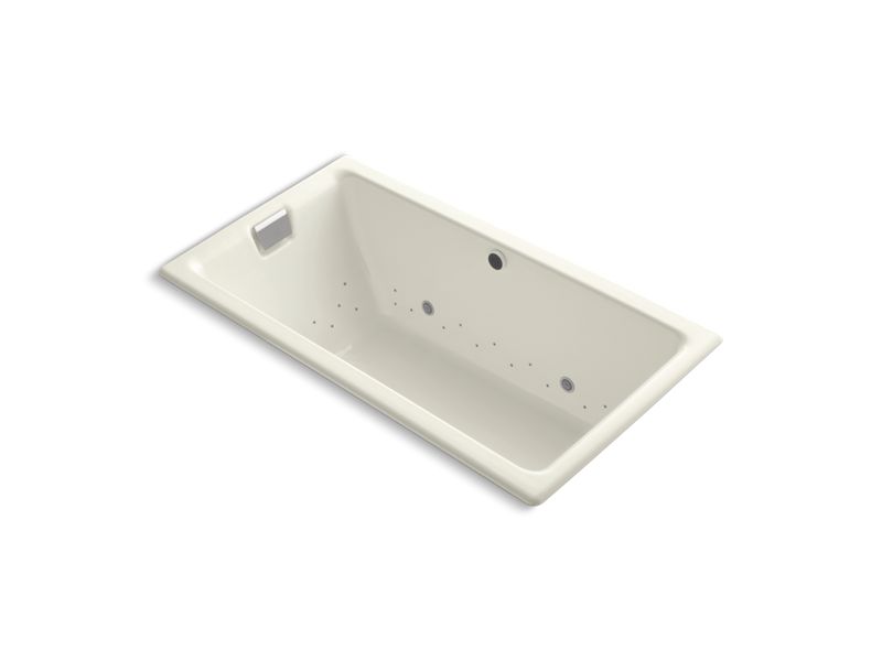 KOHLER K-856-GCBN-96 Tea-for-Two 66" x 36" drop-in BubbleMassage air bath with Vibrant Brushed Nickel airjet finish and chromatherapy lights
