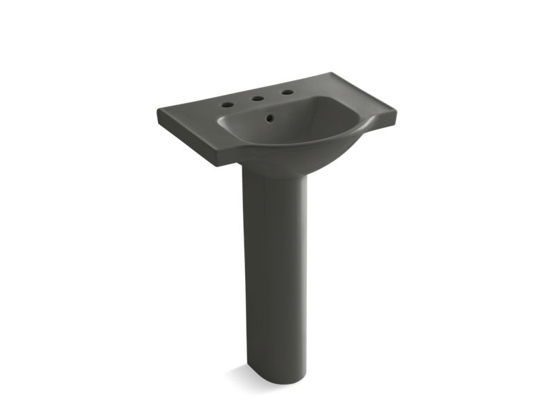 KOHLER 5266-8 Veer 24" pedestal bathroom sink with 8" widespread faucet holes