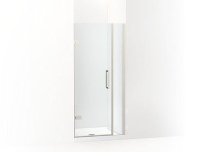 KOHLER 27588-10L-BNK Composed 33-5/8"?Çô34-3/8" W X 71-1/2" H Frameless Pivot Shower Door With 3/8" Crystal Clear Glass And Back-To-Back Vertical Door Pulls in Anodized Brushed Nickel