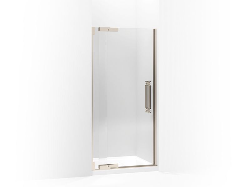 KOHLER 705707-L-ABV Pinstripe Pivot Shower Door, 72-1/4" H X 33-1/4 - 35-3/4" W, With 3/8" Thick Crystal Clear Glass in Anodized Brushed Bronze