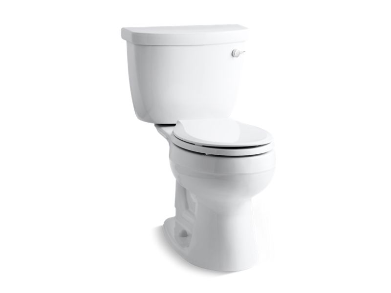 KOHLER 3887-RA-0 Cimarron Comfort Height Two-Piece Round-Front 1.28 Gpf Chair Height Toilet With Right-Hand Trip Lever in White