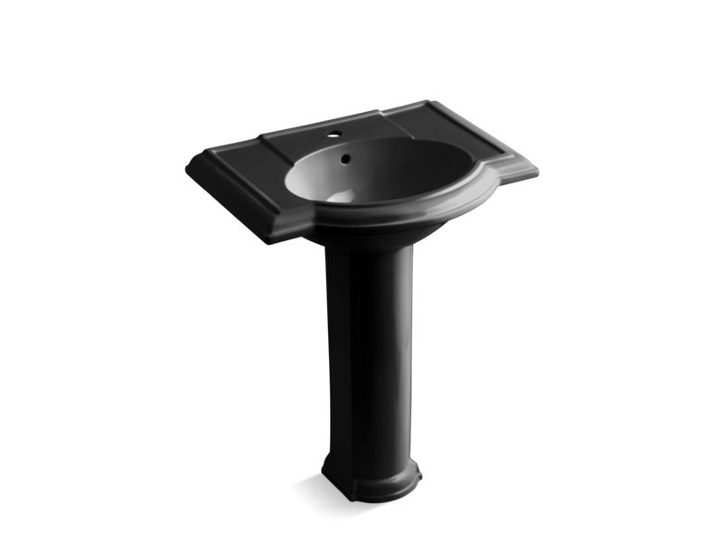 KOHLER 2294-1-7 Devonshire 27" Pedestal Bathroom Sink With Single Faucet Hole in Black