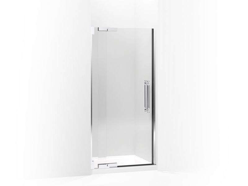 KOHLER 705718-L-SHP Pinstripe Pivot Shower Door, 72-1/4" H X 30-1/4 - 32-3/4" W, With 1/2" Thick Crystal Clear Glass in Bright Polished Silver