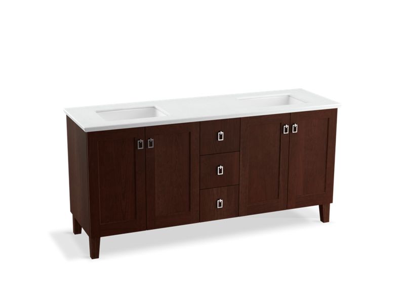 KOHLER K-99538-LG-1WG Poplin 72" bathroom vanity cabinet with legs, 4 doors and 3 drawers