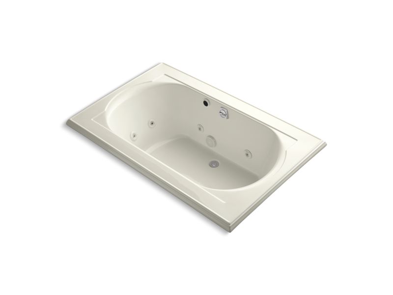 KOHLER K-1170-HC-96 Memoirs 66" x 42" drop-in whirlpool with reversible drain, heater and custom pump location without jet trim