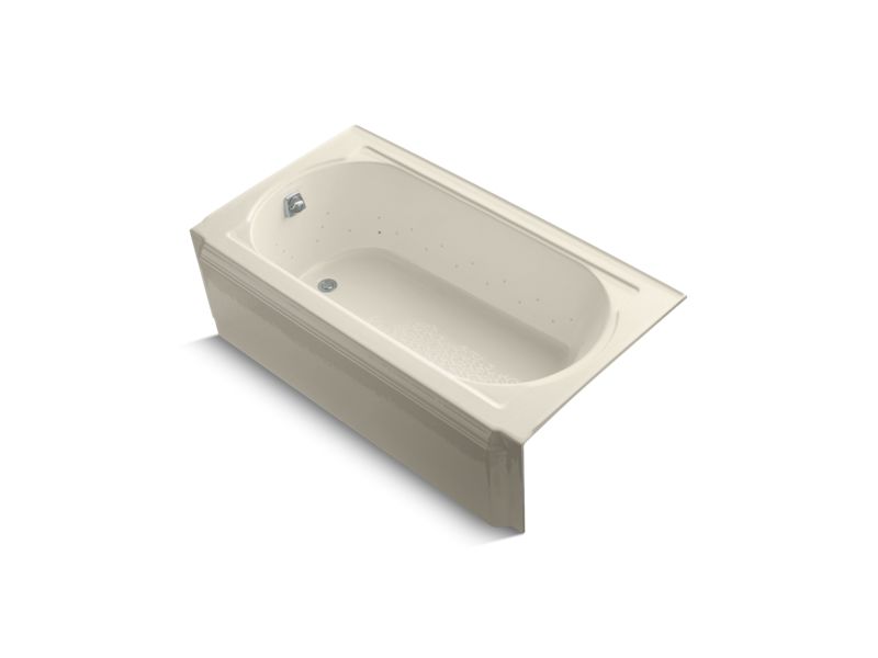 KOHLER K-723-G47-47 Memoirs 60" x 34" alcove BubbleMassage(TM) Air Bath with Almond airjet color finish and left-hand drain