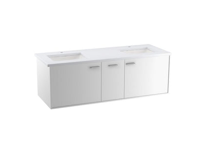 KOHLER K-CM99548-BD1 Jute 60" wall-hung bathroom vanity cabinet with sinks and quartz top
