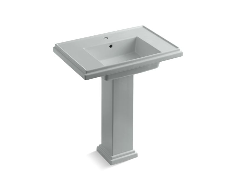 KOHLER 2845-1-95 Tresham 30" Pedestal Bathroom Sink With Single Faucet Hole in Ice Grey