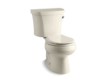 KOHLER 3947-RZ-47 Wellworth Two-Piece Round-Front 1.28 Gpf Toilet With Right-Hand Trip Lever, Tank Cover Locks, Insulated Tank And 14" Rough-In in Almond