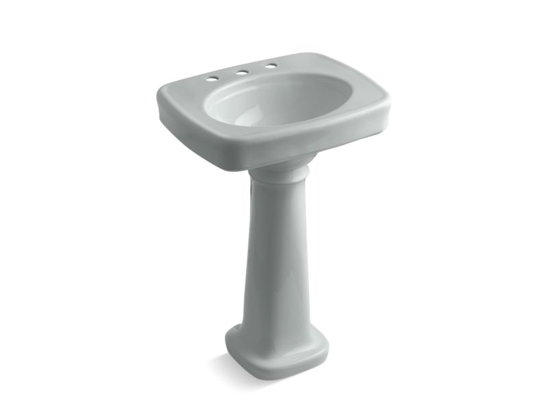 KOHLER K-2338-8 Bancroft 24" pedestal bathroom sink with 8" widespread faucet holes