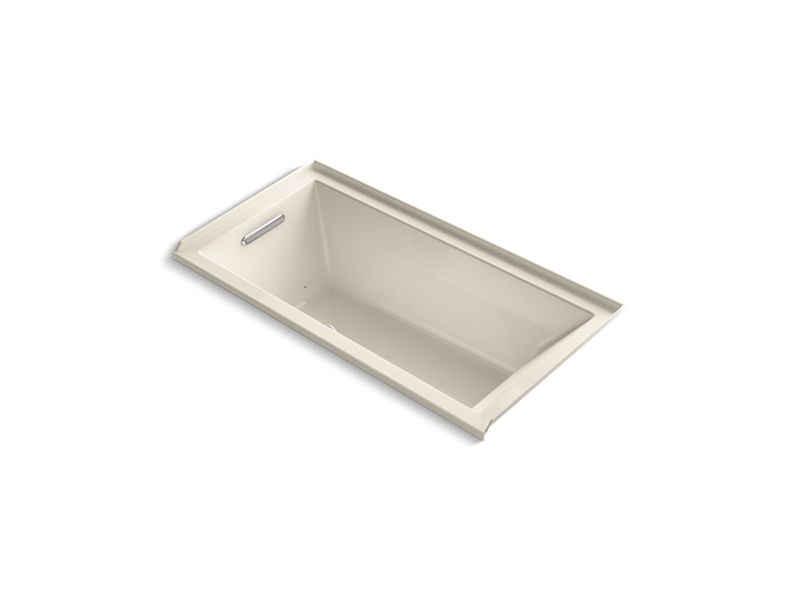 KOHLER K-1167-GLW-47 Underscore Rectangle 60" x 30" alcove BubbleMassage(TM) Air Bath with Bask heated surface and left-hand drain