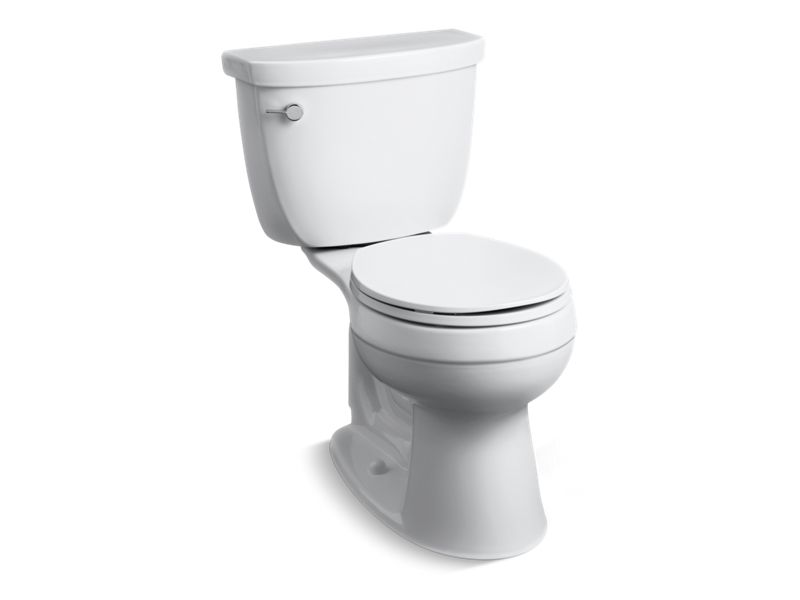 KOHLER 3887-U-0 Cimarron Comfort Height Two-Piece Round-Front 1.28 Gpf Chair Height Toilet With Insulated Tank in White