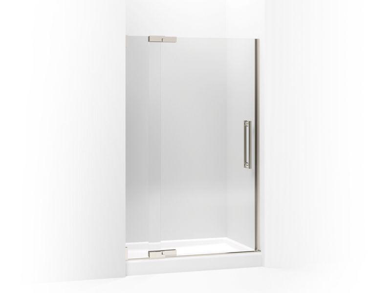 KOHLER 705716-L-NX Purist Pivot Shower Door, 72-1/4" H X 45-1/4 - 47-3/4" W, With 1/2" Thick Crystal Clear Glass in Brushed Nickel Anodized