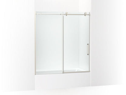KOHLER K-707626-8L Cursiva Sliding bath door, 62" H x 56-1/8 - 59-7/8" W, with 5/16" thick Crystal Clear glass