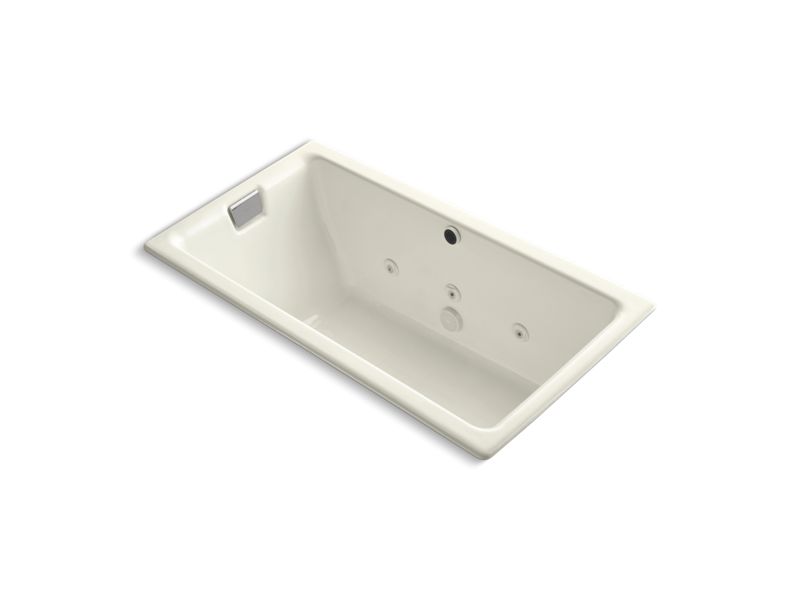KOHLER K-856-HE-96 Tea-for-Two 66" x 36" drop-in whirlpool with reversible drain, custom pump location and heater without trim