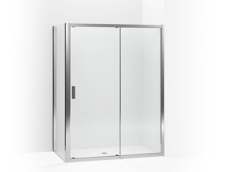 KOHLER 706134-L-SHP Aerie Sliding Shower Door With Return Panel, 74-7/8"H X 60"W X 36"W With 5/16" Thick Crystal Clear Glass in Bright Polished Silver