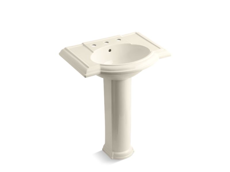 KOHLER 2294-8-47 Devonshire 27" Pedestal Bathroom Sink With 8" Widespread Faucet Holes in Almond