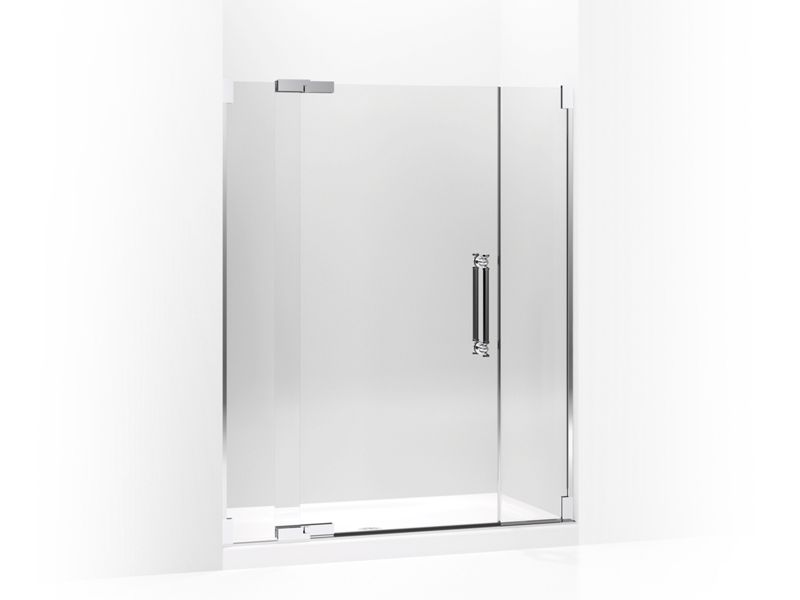 KOHLER 705723-L-SHP Pinstripe Pivot Shower Door, 72-1/4" H X 57-1/4 - 59-3/4" W, With 1/2" Thick Crystal Clear Glass in Bright Polished Silver
